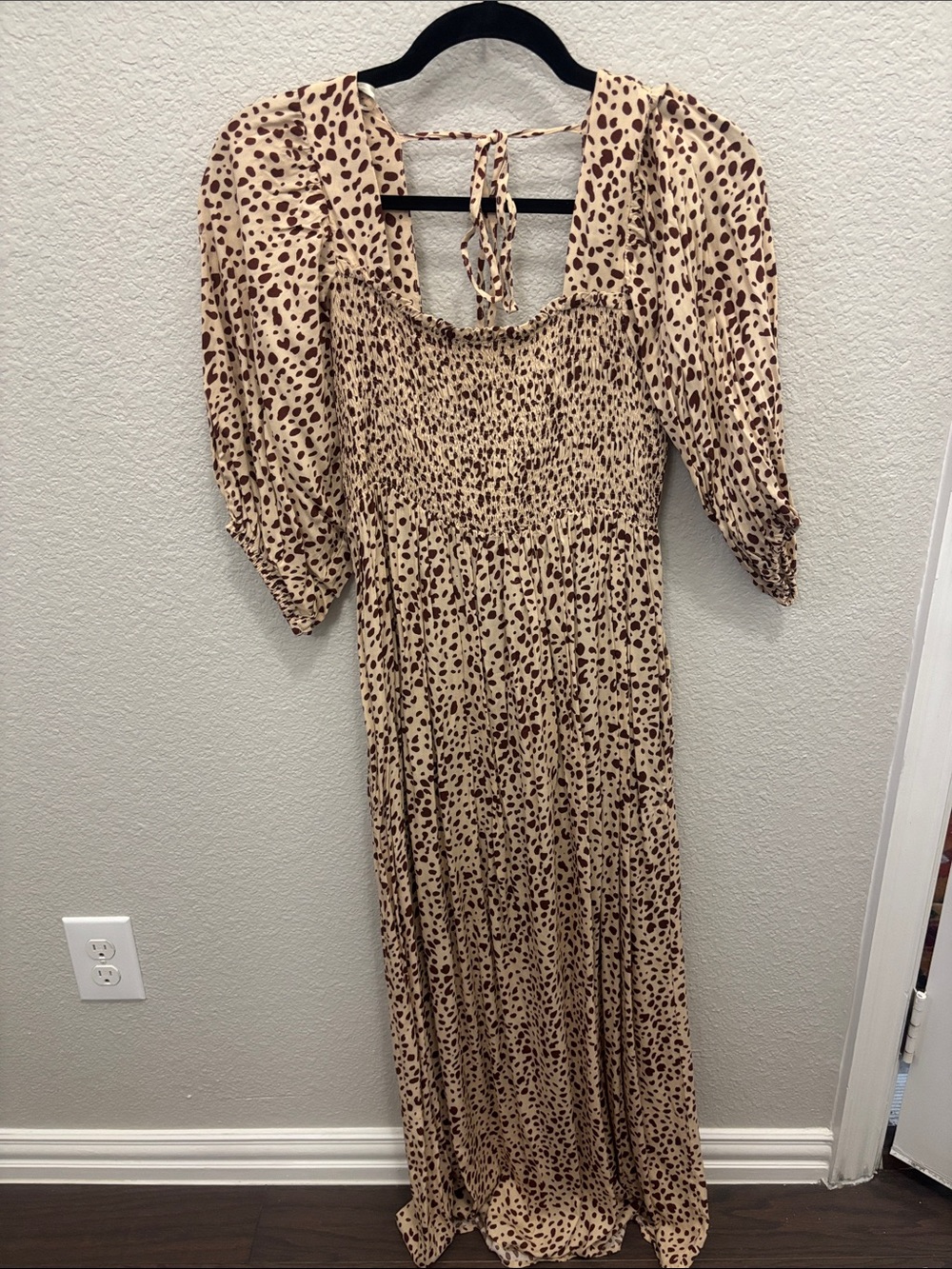UMGEE Beige Maxi Dress with Brown Spot Print